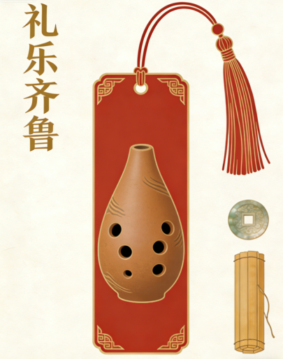 古乐器元素书签